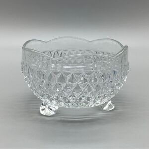 Vtg Indiana Glass Co. Diamond Point Clear Depression Glass Footed Bowl Dish
